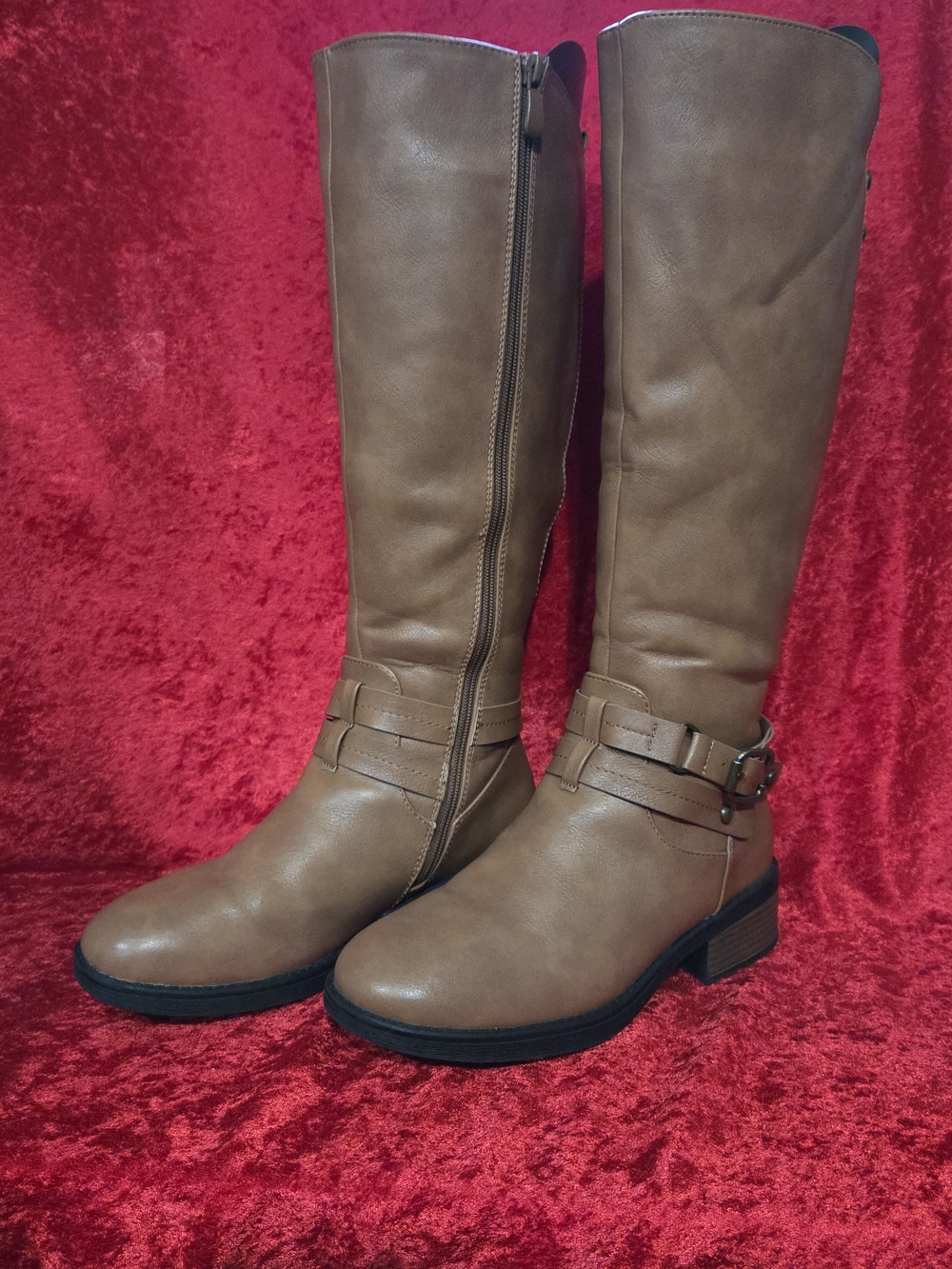 DREAM PAIRS Knee High Buckle Riding Boots